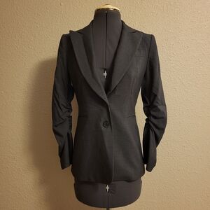 Gianni Bini Dark Gray Ruched Sleeve Blazer Size 2